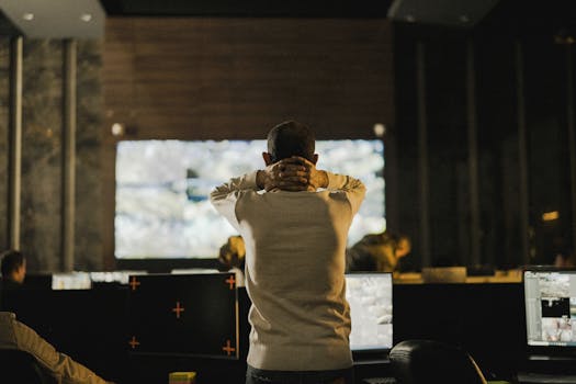 cybersecurity workspace with computers