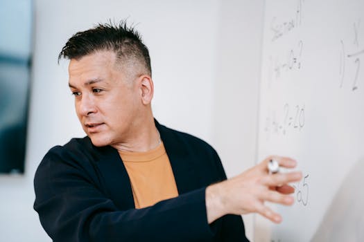 image of a person practicing coding on a whiteboard