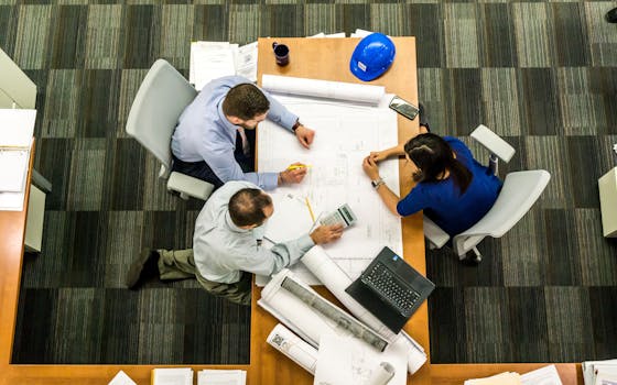 A group of people collaborating on a tech project