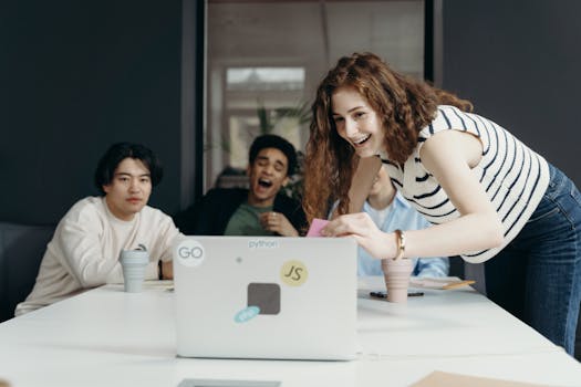 Group of diverse tech professionals collaborating in a tech hub